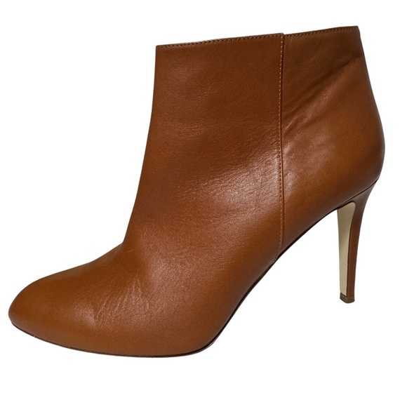J. Crew Brown Italian Leather Pointed Toe High Heel Ankle Boots Booties Size 11 - Picture 1 of 15